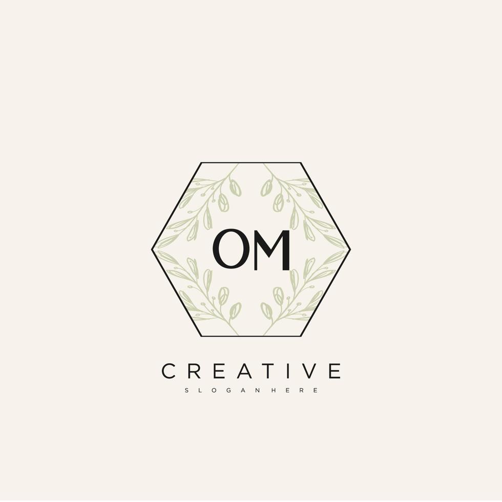 om lettre initiale fleur logo modèle vecteur art vectoriel premium