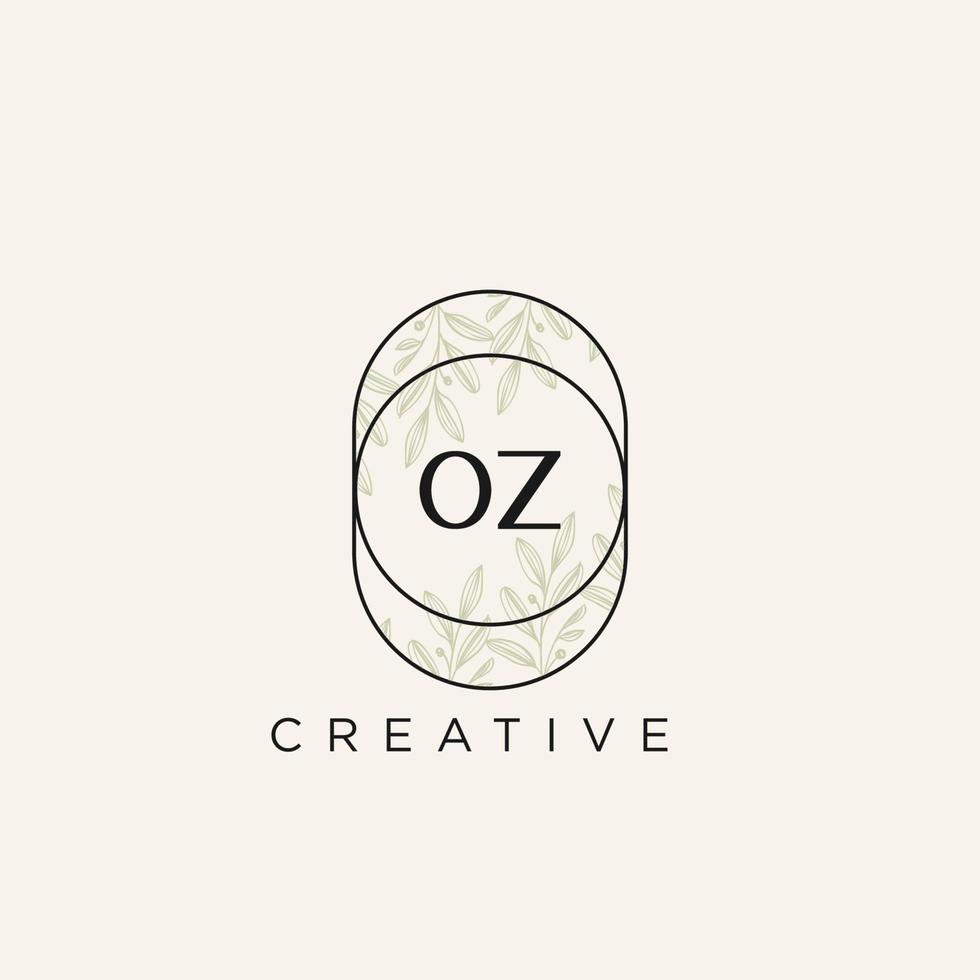 oz lettre initiale fleur logo modèle vecteur art vectoriel premium