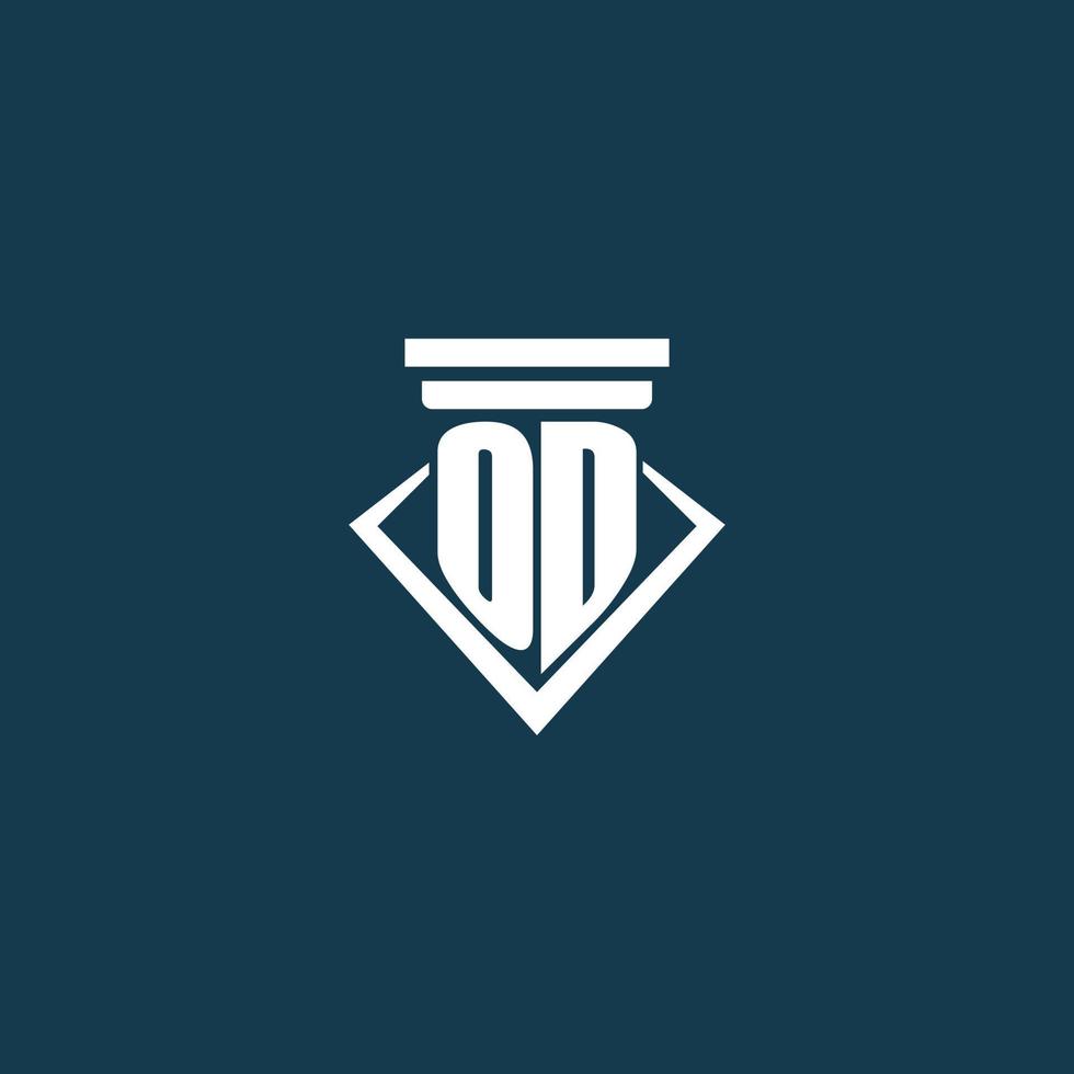 logo monogramme initial od pour cabinet d'avocats, avocat ou avocat avec conception d'icône de pilier vecteur