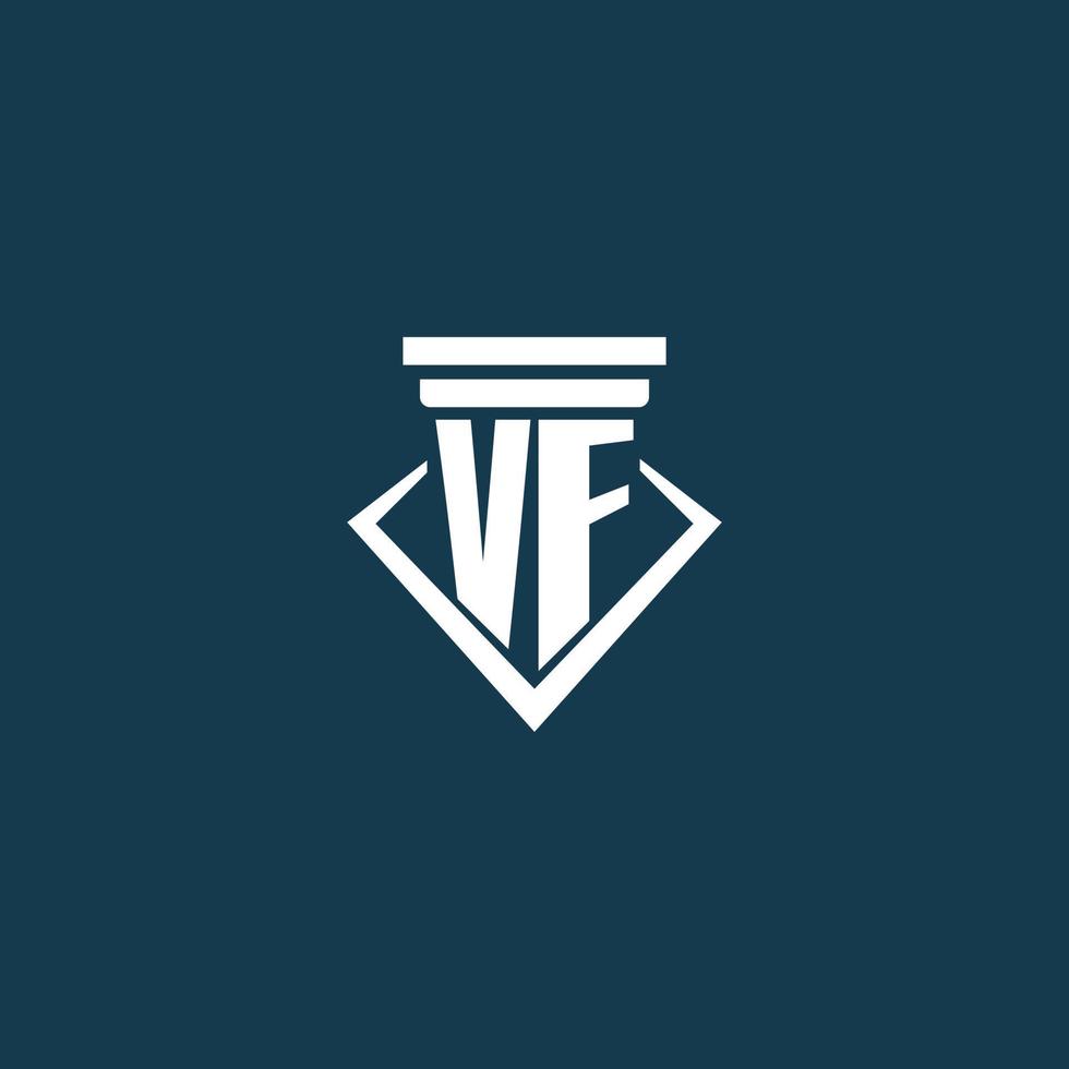 logo monogramme initial vf pour cabinet d'avocats, avocat ou avocat avec conception d'icône de pilier vecteur