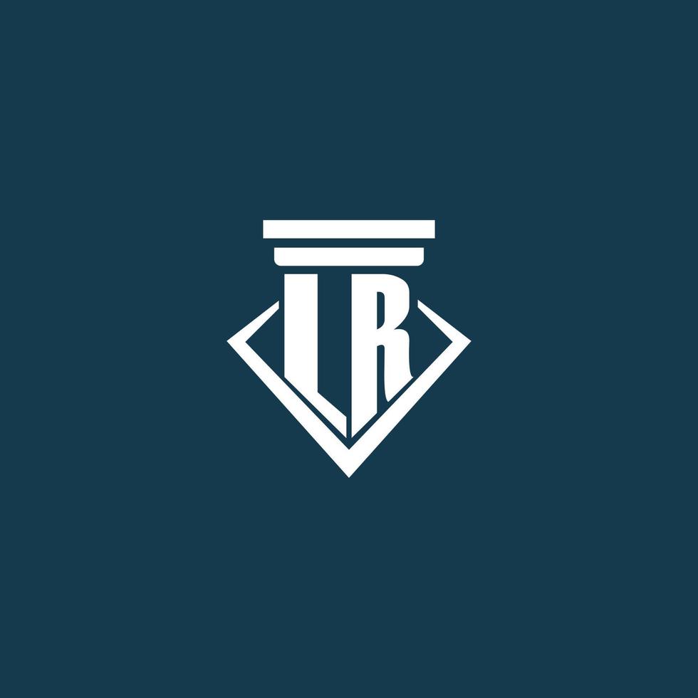 lr logo monogramme initial pour cabinet d'avocats, avocat ou avocat avec conception d'icône de pilier vecteur