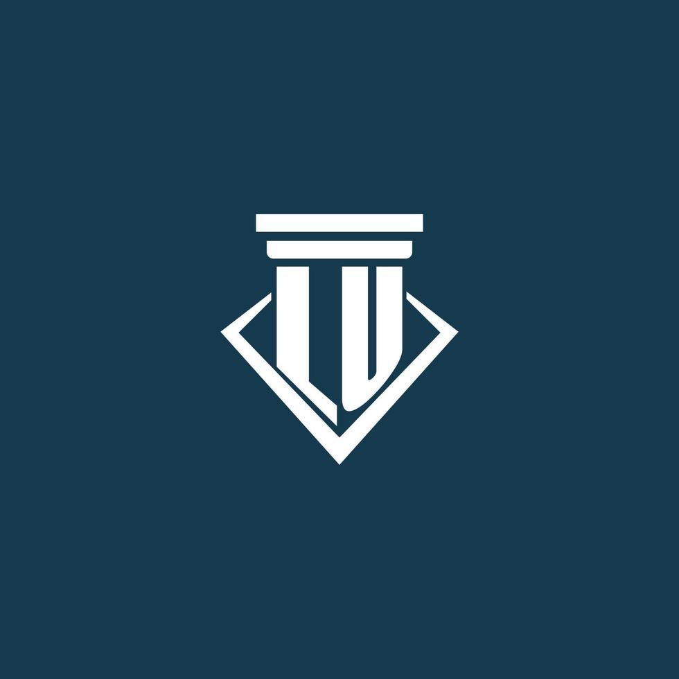 lu logo monogramme initial pour cabinet d'avocats, avocat ou avocat avec conception d'icône de pilier vecteur