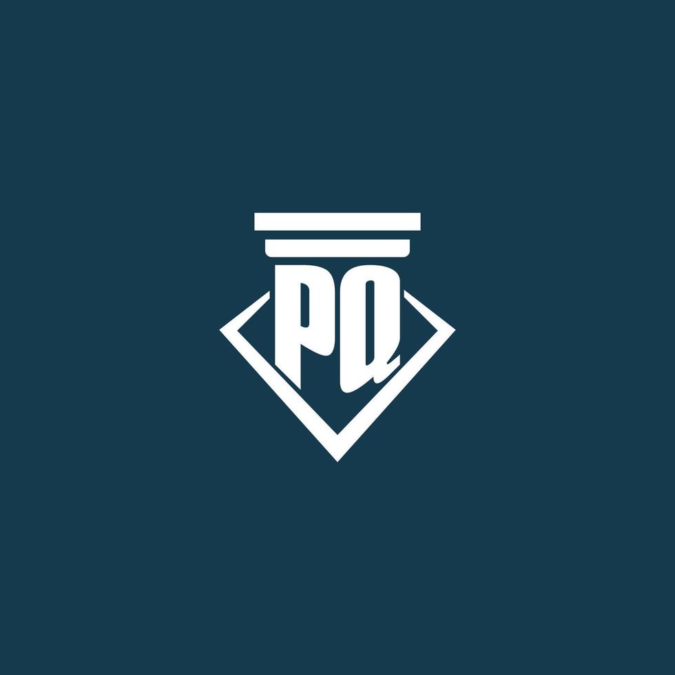 pq logo monogramme initial pour cabinet d'avocats, avocat ou avocat avec conception d'icône de pilier vecteur