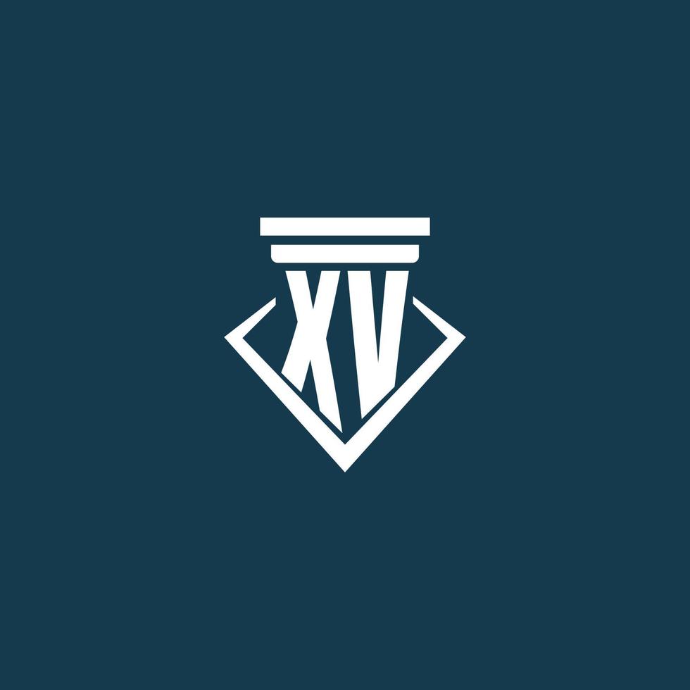 xv logo monogramme initial pour cabinet d'avocats, avocat ou avocat avec conception d'icône de pilier vecteur