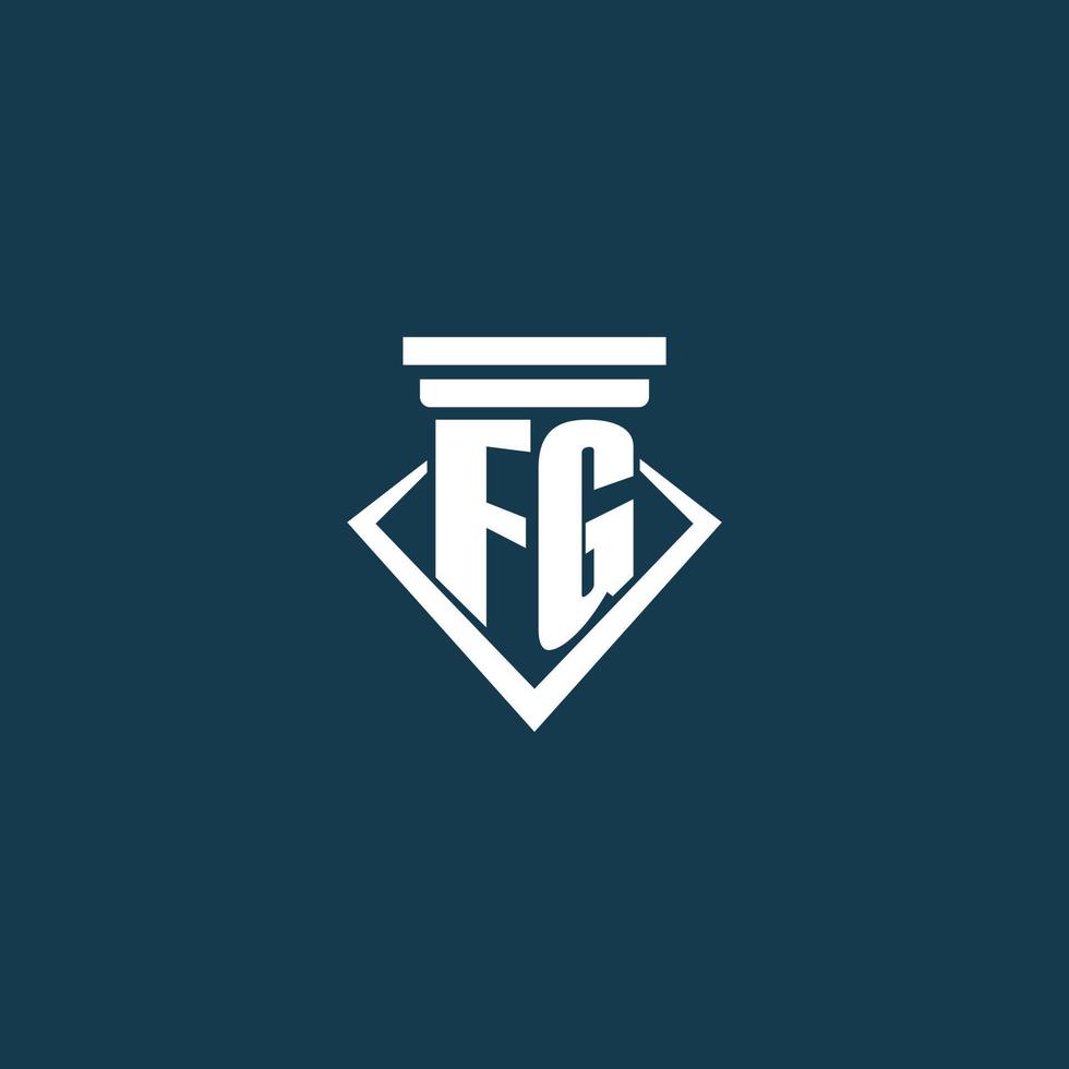 fg logo monogramme initial pour cabinet d'avocats, avocat ou avocat avec conception d'icône de pilier vecteur