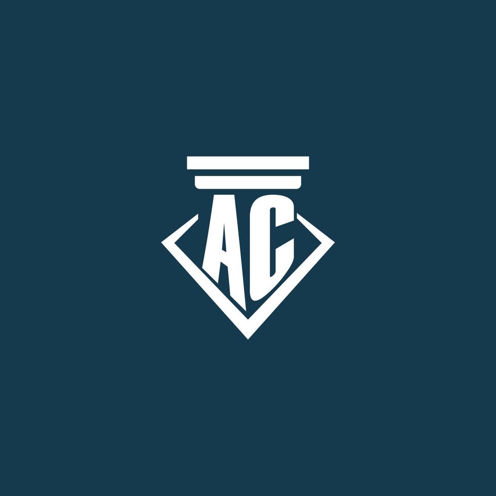 logo monogramme initial ac pour cabinet d'avocats, avocat ou avocat avec conception d'icône de pilier vecteur