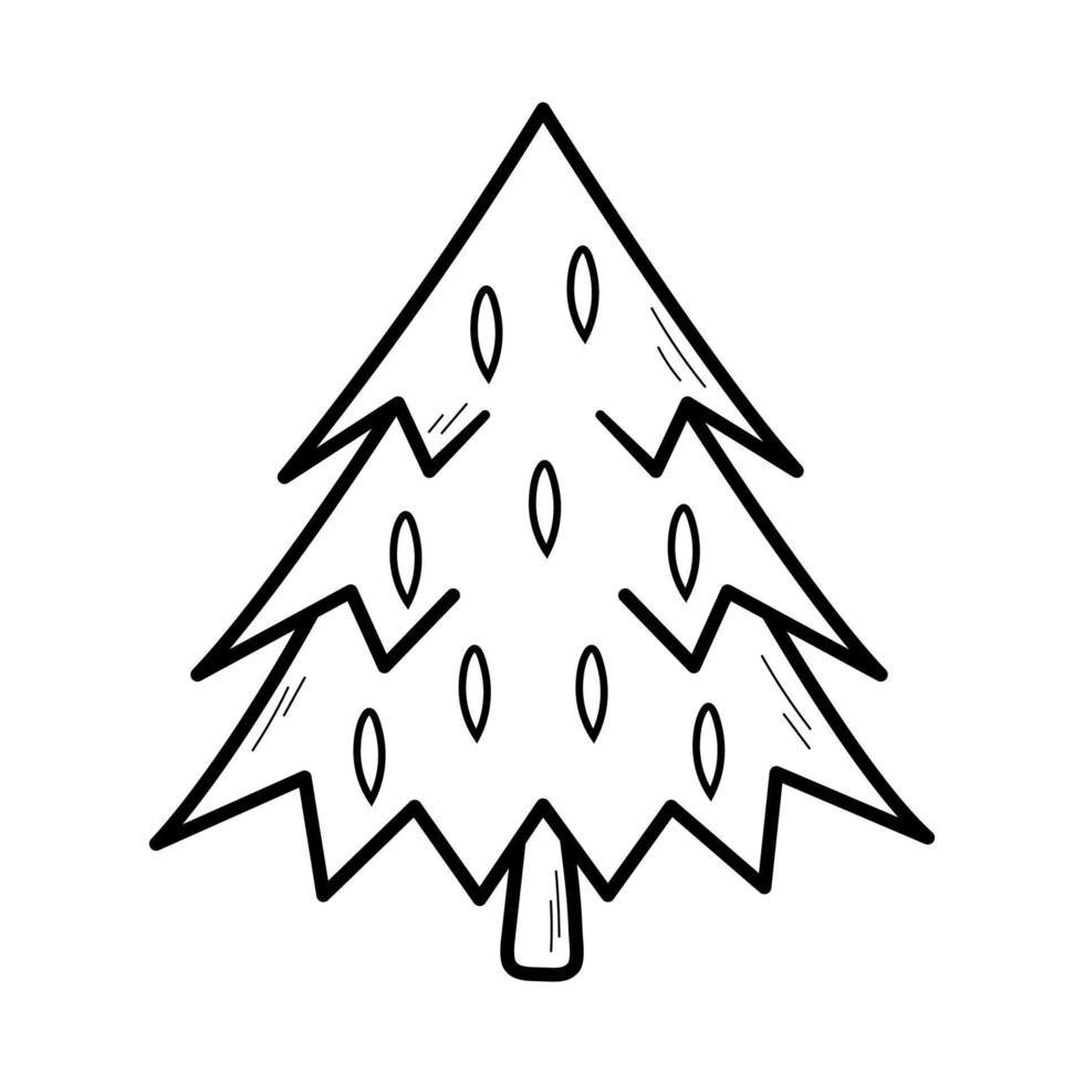 arbre de noël mignon dans le style de croquis de doodle. élément décoratif du nouvel an. illustration vectorielle isolée sur fond blanc. vecteur