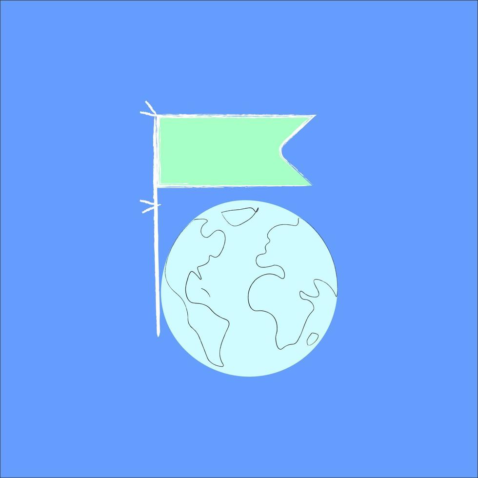 drapeau et globe, illustration, vecteur sur fond blanc.