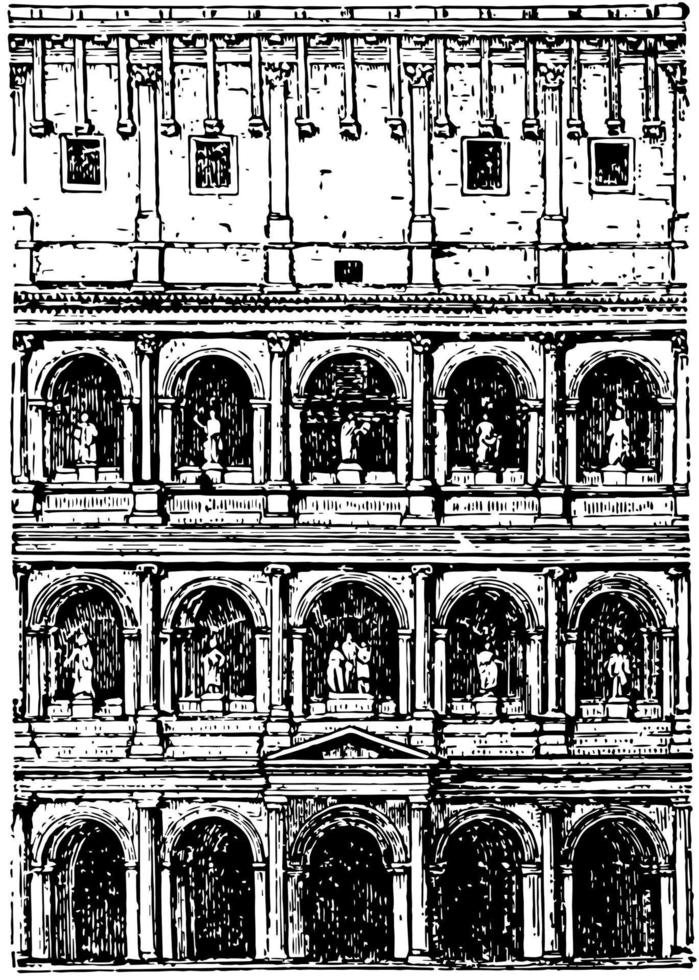 façade du Colisée, un amphithéâtre ovale, gravure vintage. vecteur