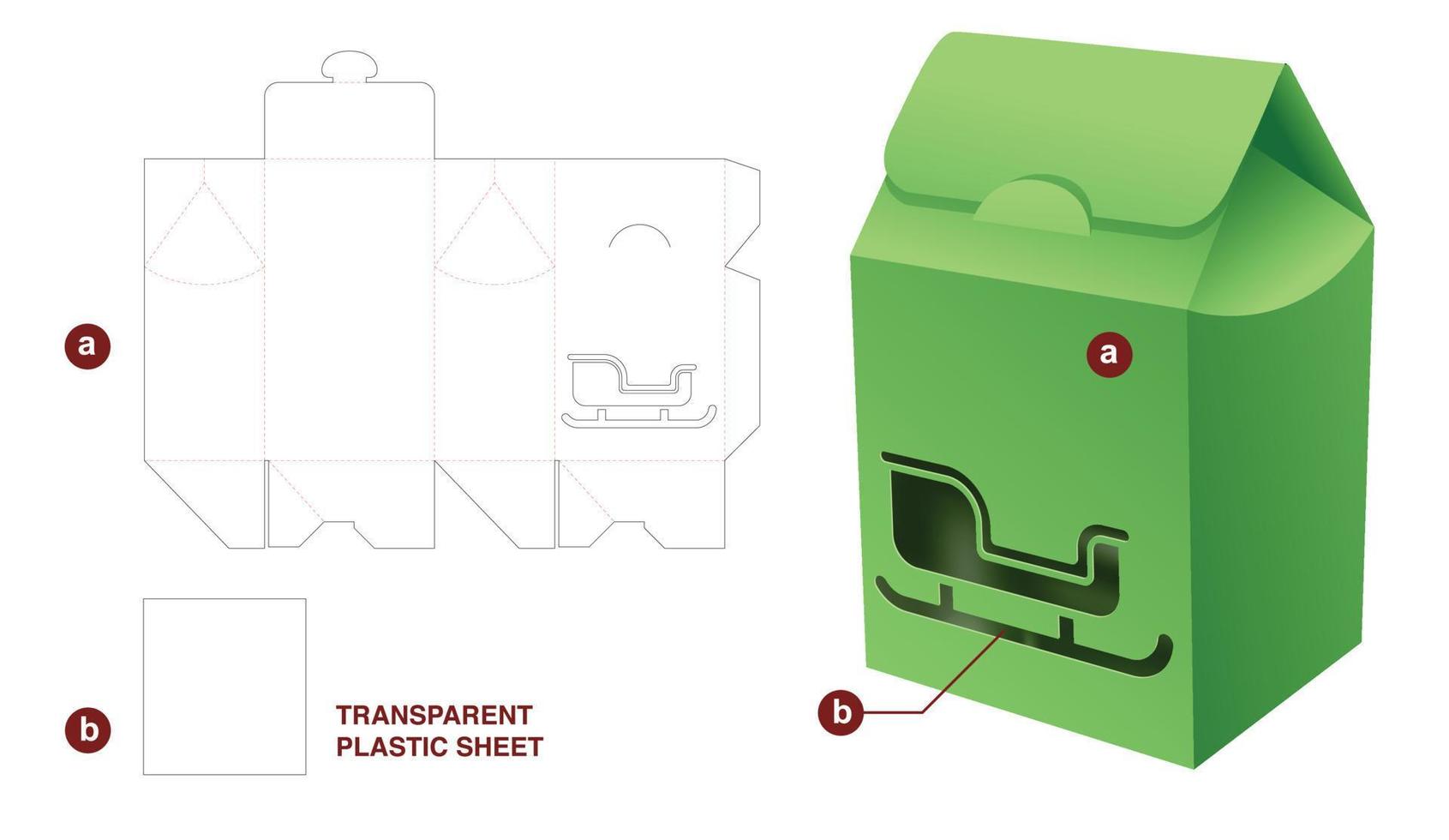 sac à rabat abox avec modèle de découpe de fenêtre de noël et maquette 3d vecteur