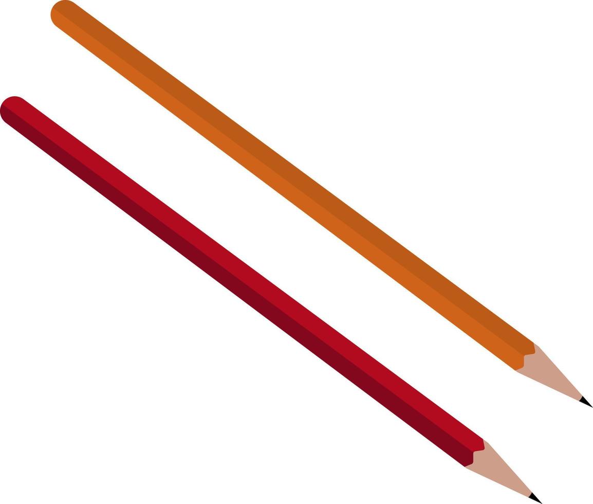 Deux crayons, illustration, vecteur sur fond blanc