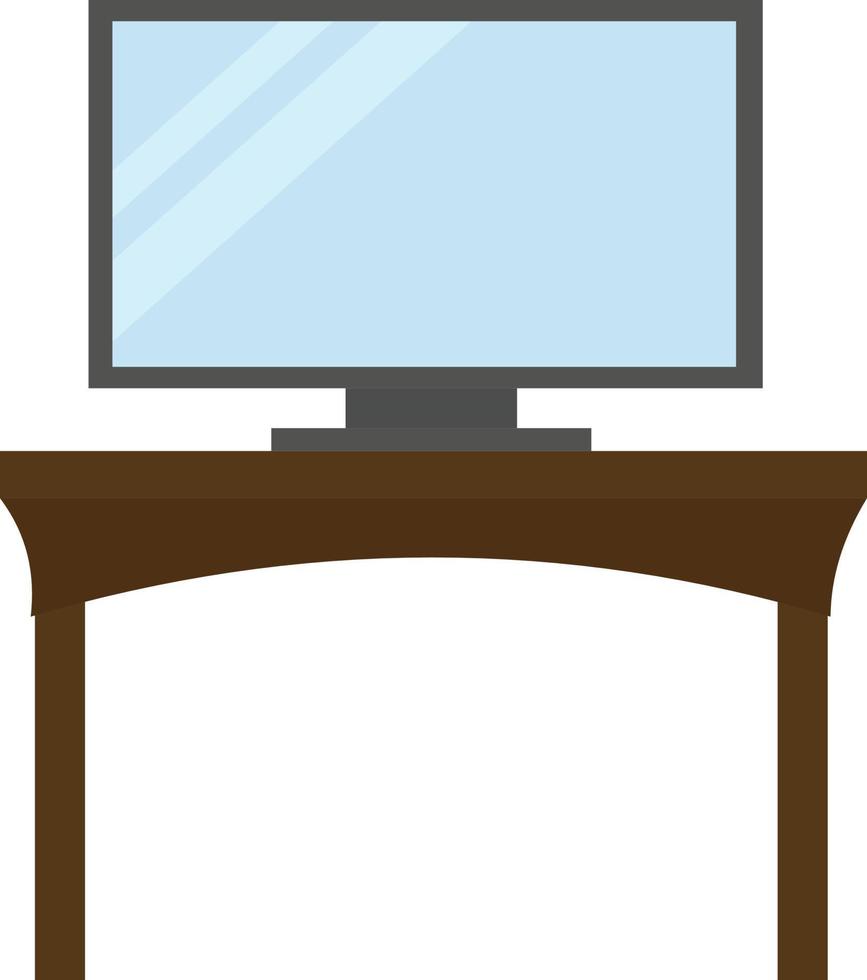 Tv sur support en bois, illustration, vecteur sur fond blanc