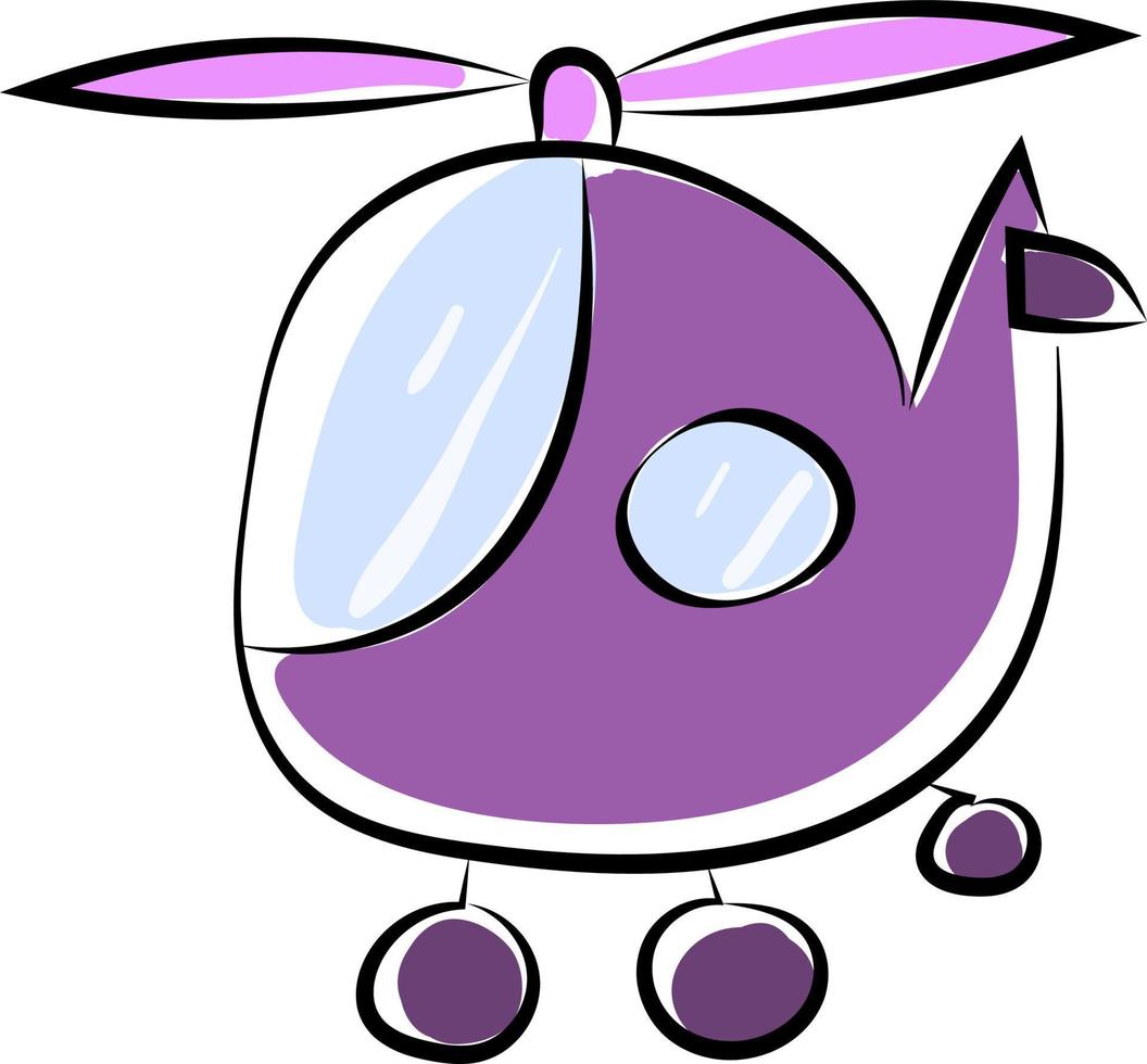 Hélicoptère violet, illustration, vecteur sur fond blanc.