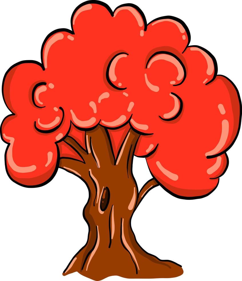 arbre rouge , illustration, vecteur sur fond blanc