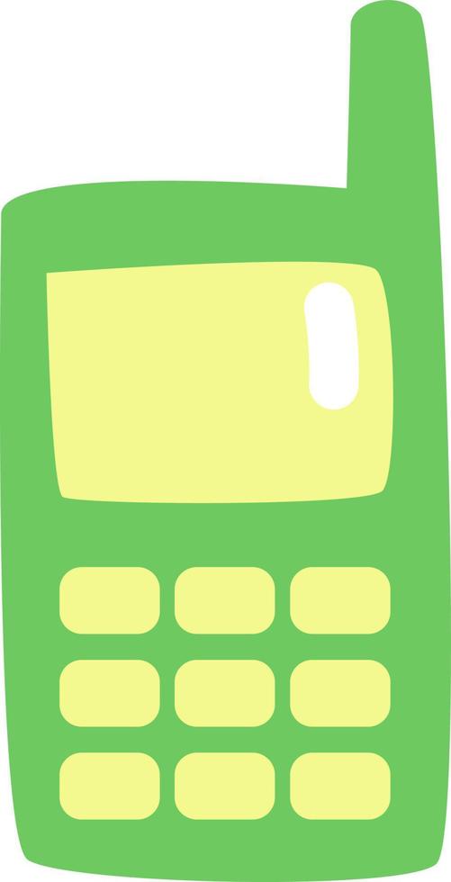 vieux téléphone vert, illustration, vecteur, sur fond blanc. vecteur