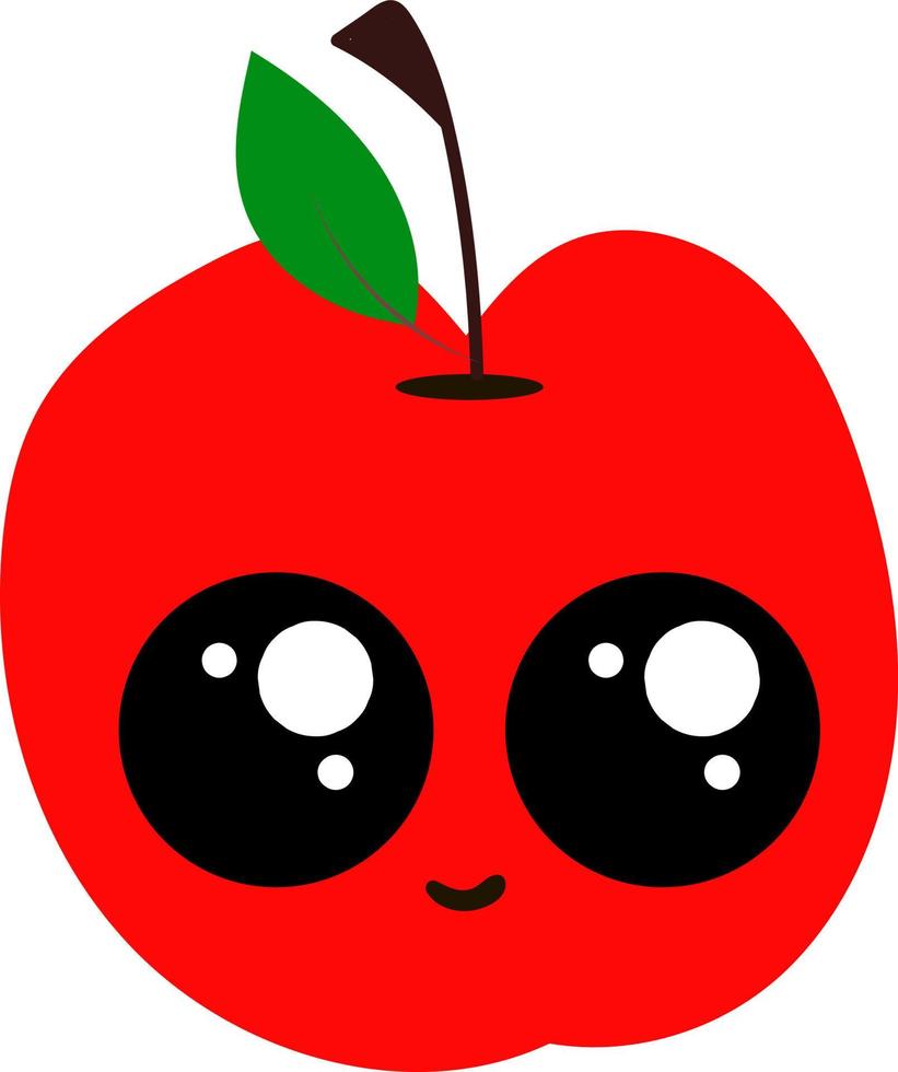Jolie pomme rouge, illustration, vecteur sur fond blanc.