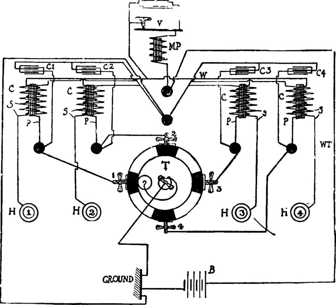 bobine de vibrateur maître, illustration vintage. vecteur