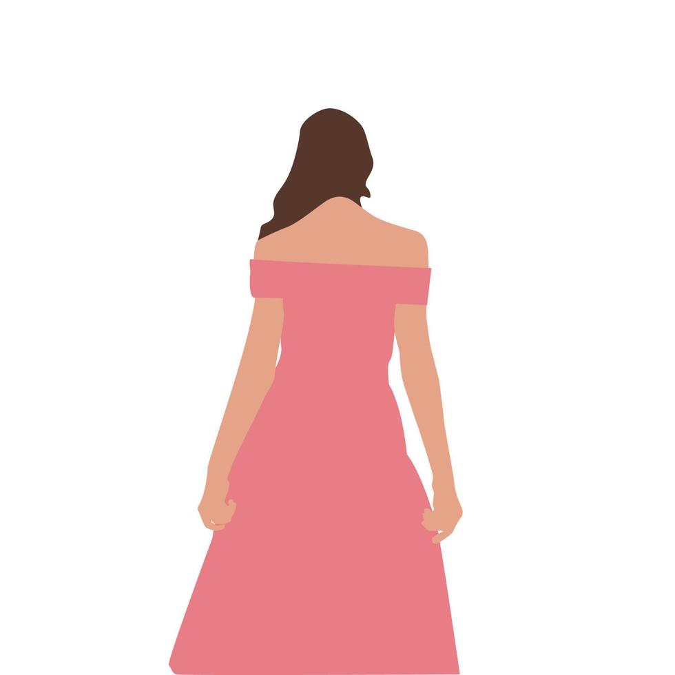 fille en robe rose, illustration, vecteur sur fond blanc.