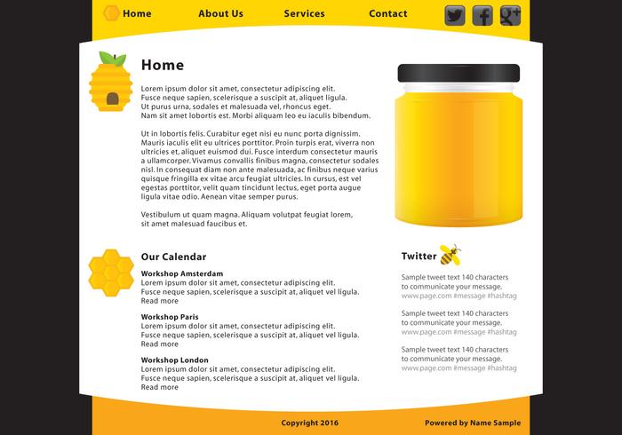 Miel alimentaire Web Page Template Vecteur