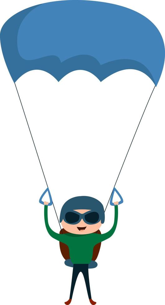Atterrissage avec parachute, illustration, vecteur sur fond blanc.