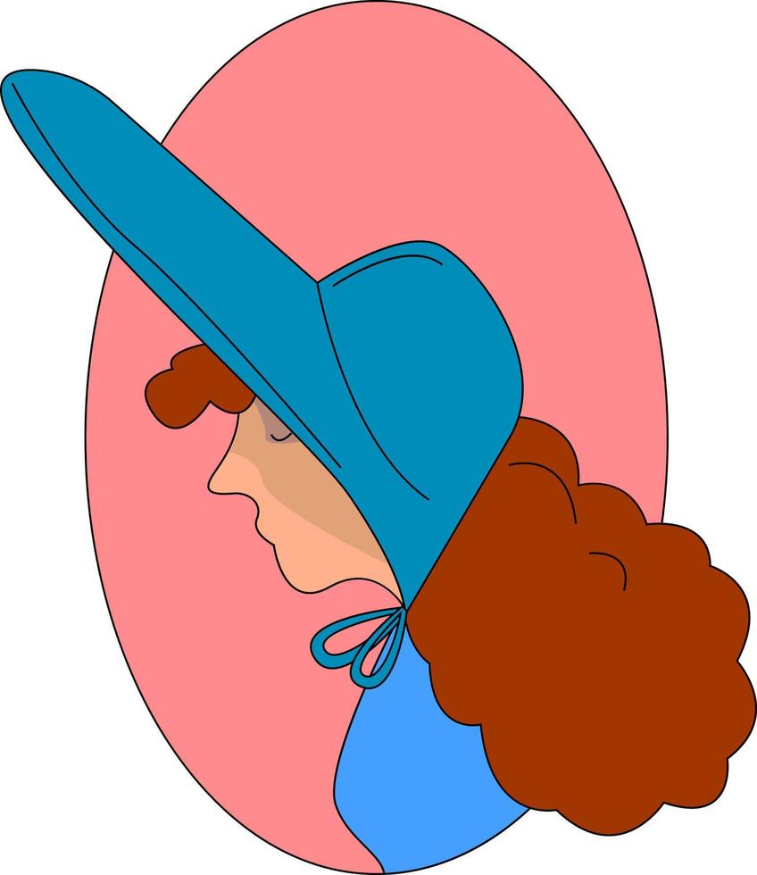 fille avec grand chapeau, illustration, vecteur sur fond blanc.