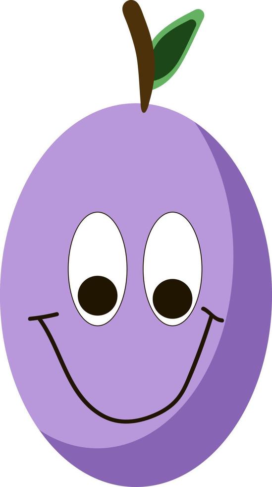 Happy purple plum, illustration, vecteur sur fond blanc.