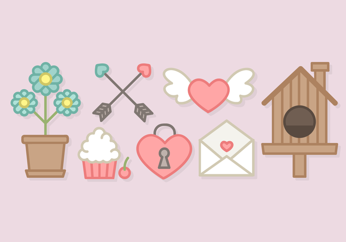 Day Elements Vector Cute Valentine