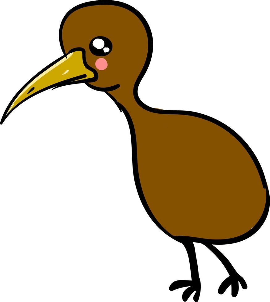 oiseau kiwi mignon, illustration, vecteur sur fond blanc.