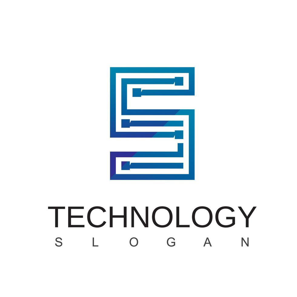 logo de technologie lettre s avec symbole de circuit vecteur