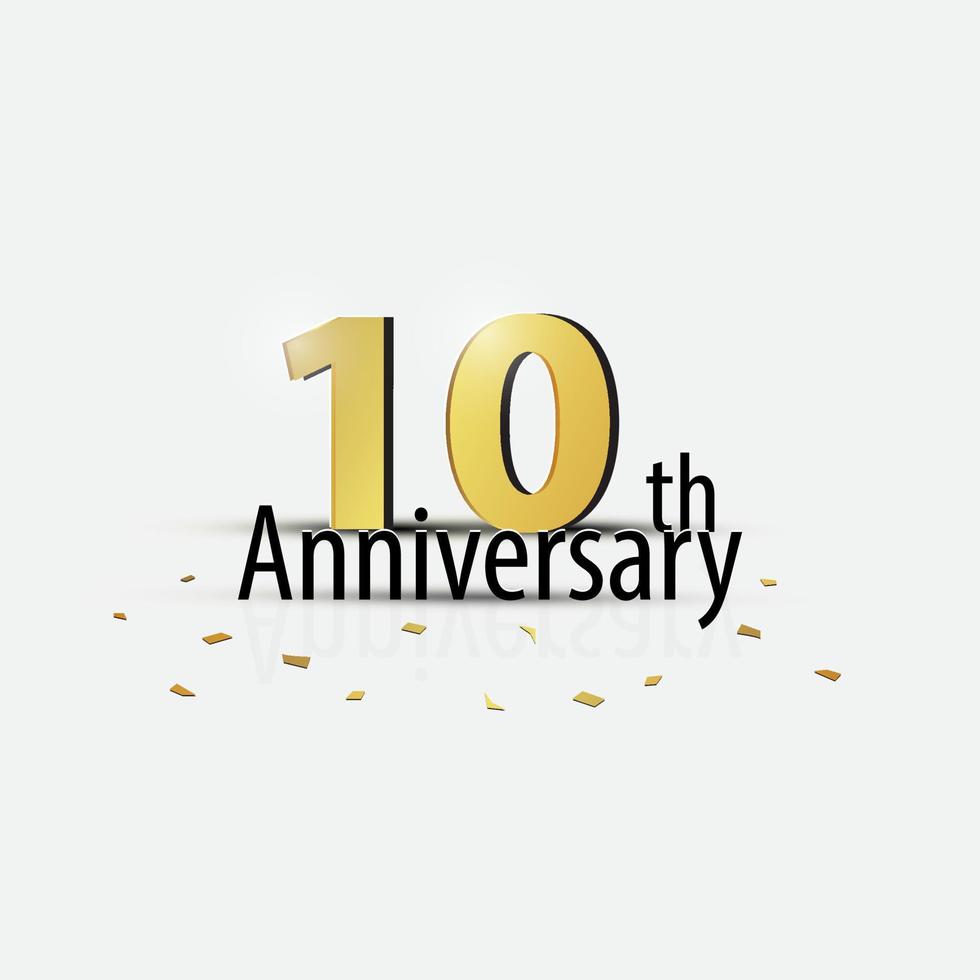or 10e anniversaire célébration élégant logo fond blanc vecteur
