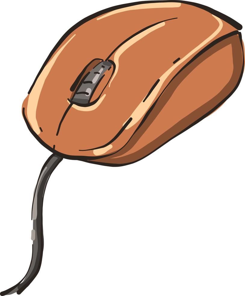 Souris pc orange, illustration, vecteur sur fond blanc.