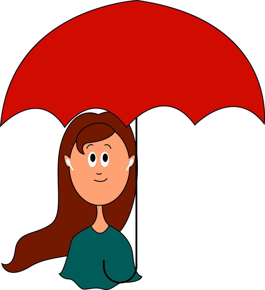 femme avec parapluie rouge, illustration, vecteur sur fond blanc.