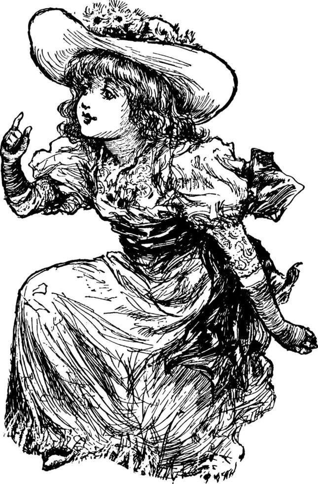 jeune fille, illustration vintage. vecteur