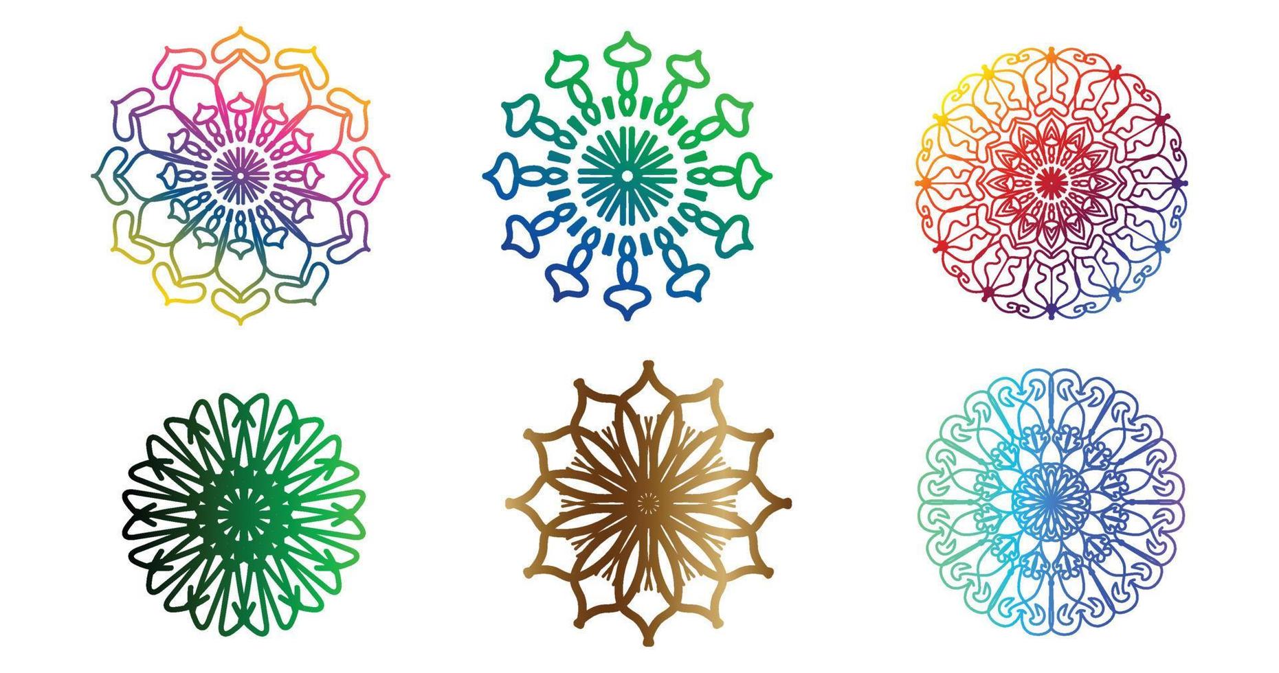 mandala coloré, set mandala, mandalas, élément décoratif vintage, motif oriental, vecteur, islam, arabe, indien, turc, pakistan, chinois, motifs ottomans, mandala ornemental de luxe vecteur