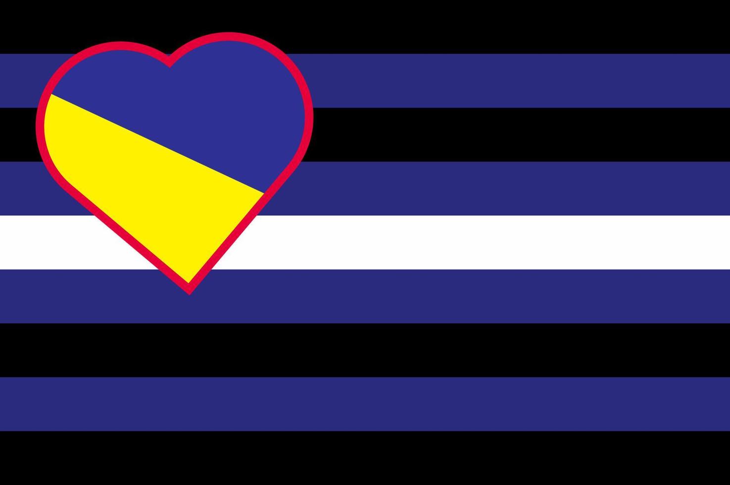 drapeau de fierté en cuir, latex et bdsm. coeur sur le drapeau de la communauté aux couleurs du drapeau de l'ukraine. illustration vectorielle vecteur