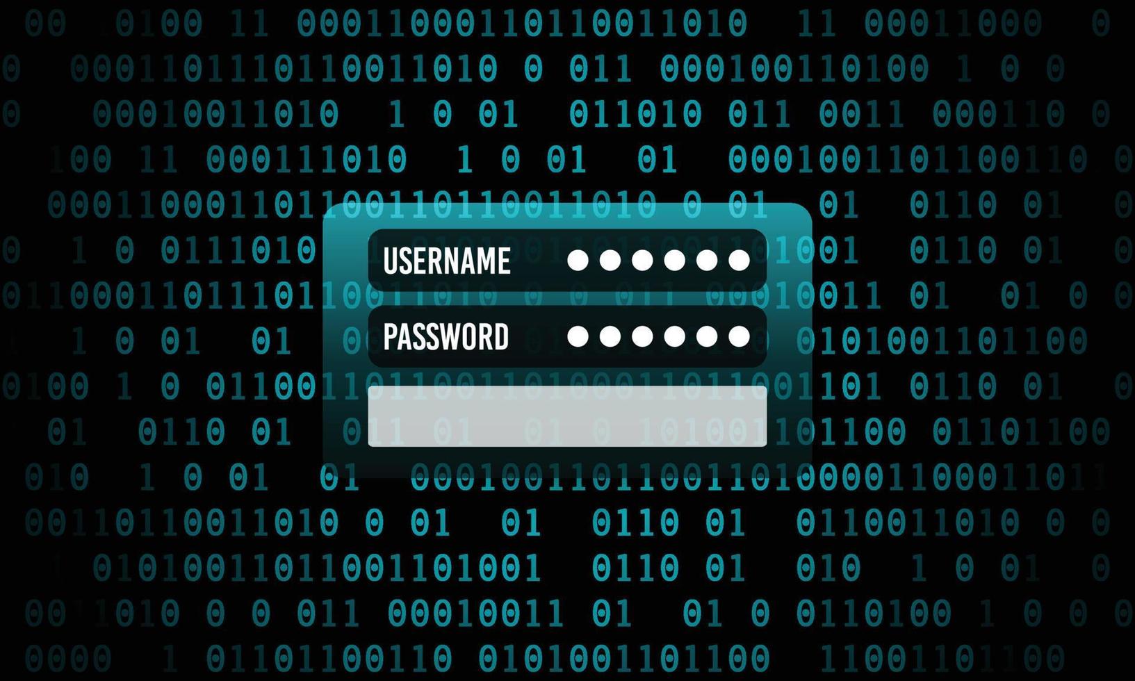 connexion de cybersécurité avec nom d'utilisateur et mot de passe. piratage de profils et d'informations via une sécurité système faible. illustration vectorielle. vecteur