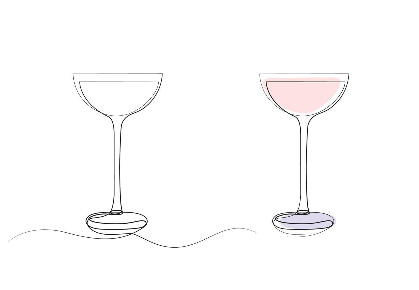 le verre à vin continue le dessin au trait élégant graphique minimaliste vecteur