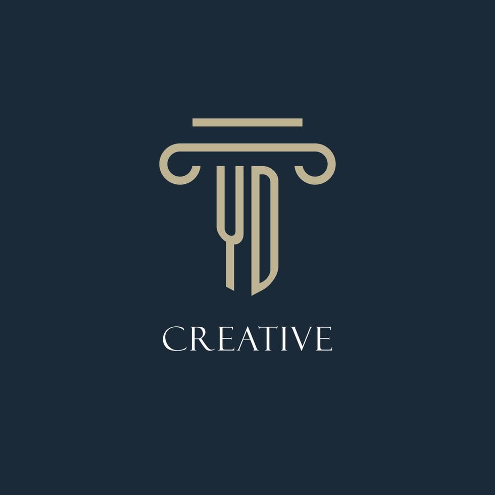 yd logo initial pour avocat, cabinet d'avocats, cabinet d'avocats avec conception d'icône de pilier vecteur