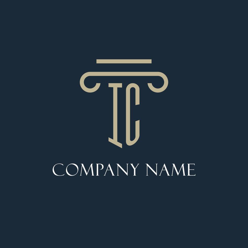 logo initial ic pour avocat, cabinet d'avocats, cabinet d'avocats avec conception d'icône de pilier vecteur