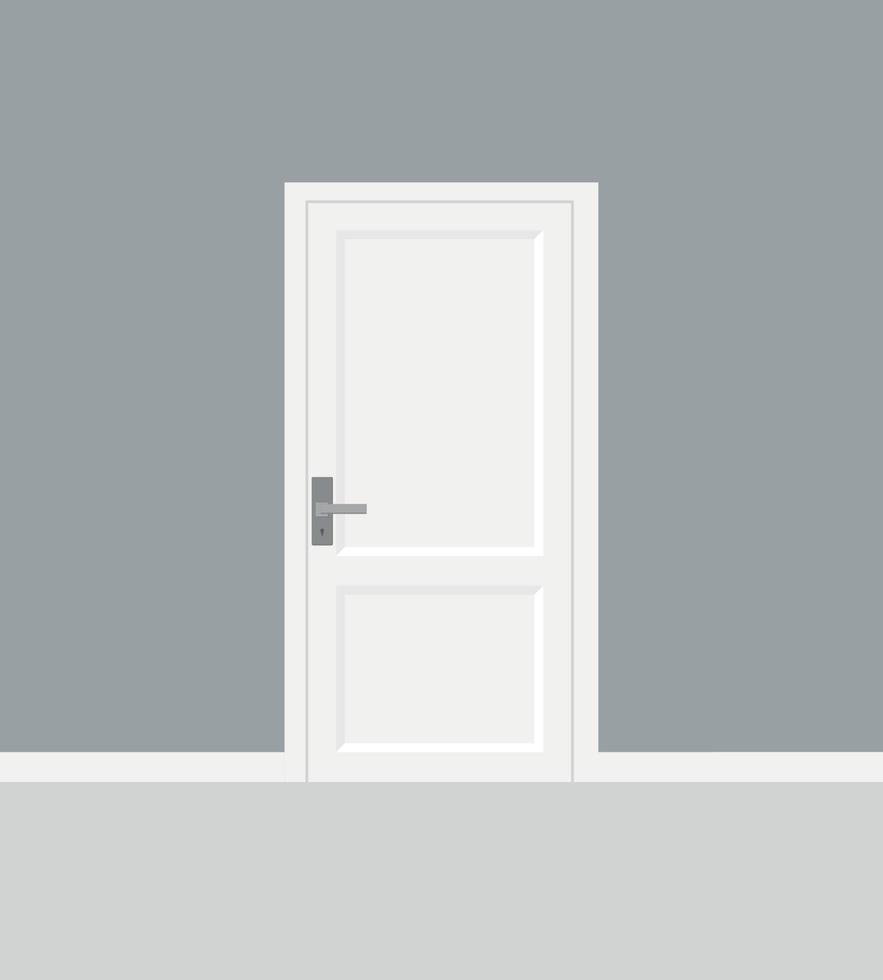 intérieur de la salle vide avec mur de briques et illustration vectorielle réaliste de porte blanche fermée vecteur