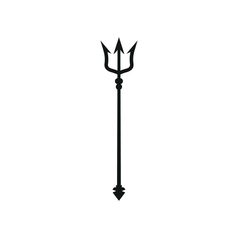 icône trident noir. signe de neptune. illustration vectorielle du symbole national de la barbade. isolé sur blanc. vecteur