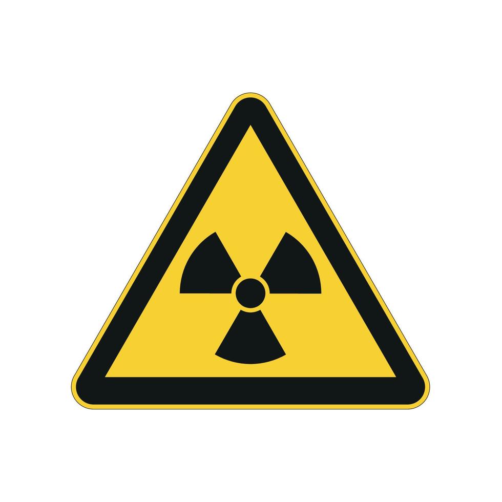 signe de danger radioactif. symbole de rayonnement nucléaire non ionisant. illustration d'un panneau d'avertissement circulaire jaune avec une icône de trèfle à l'intérieur. attention. zone dangereuse. attention contamination radiologique. vecteur