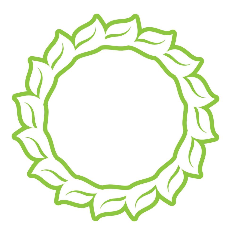 logo de cercle de décoration verte feuille et modèle de vecteur de symbole