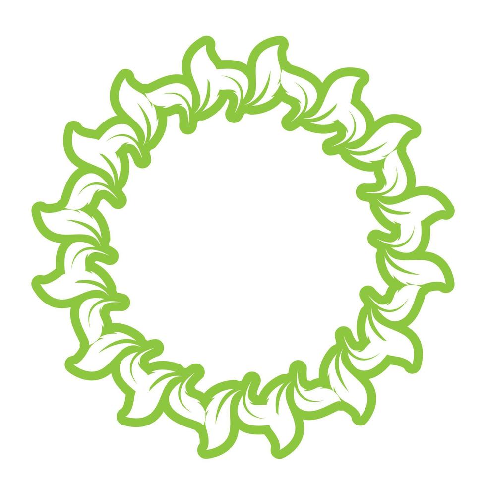 logo de cercle de décoration verte feuille et modèle de vecteur de symbole