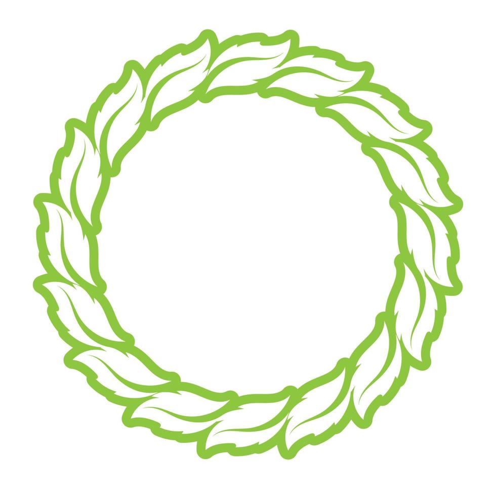 logo de cercle de décoration verte feuille et modèle de vecteur de symbole