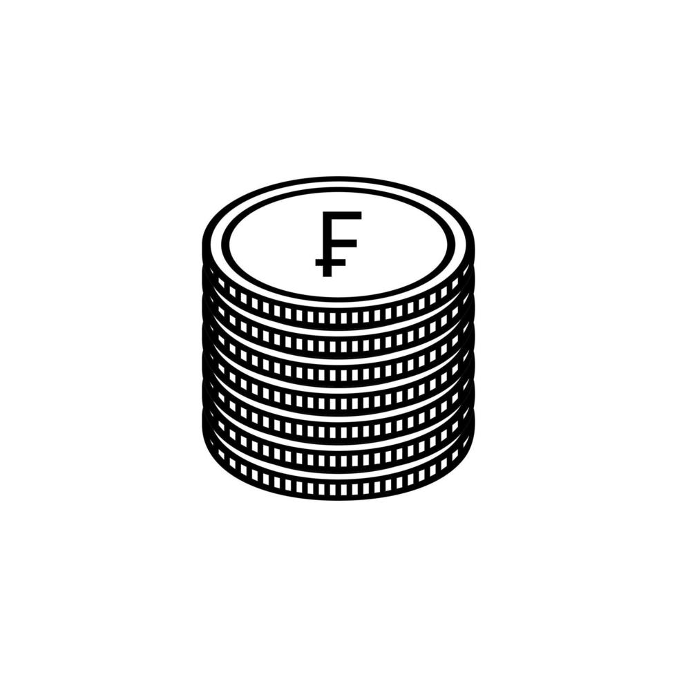 monnaie française, symbole d'icône d'argent france. franc français, signe frf. illustration vectorielle vecteur