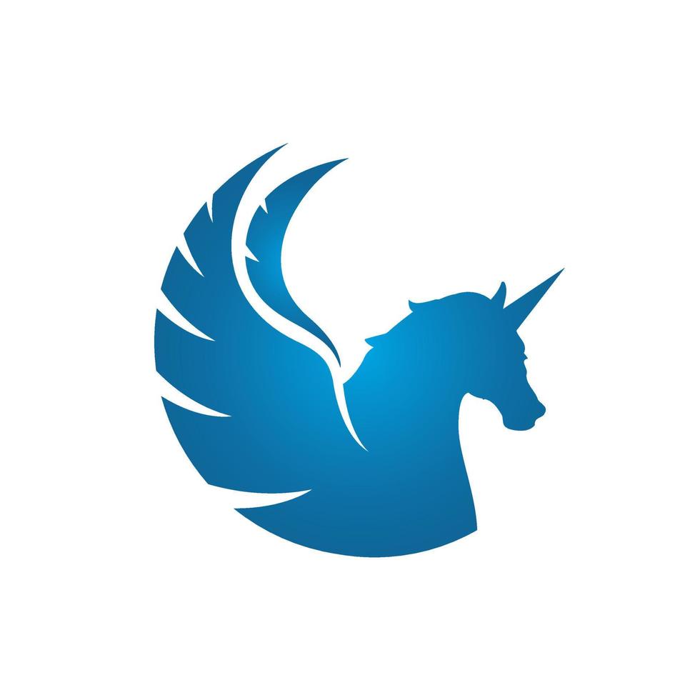 cheval abstrait avec des ailes puissantes pegasus licorne volant logo vectoriel sur fond blanc