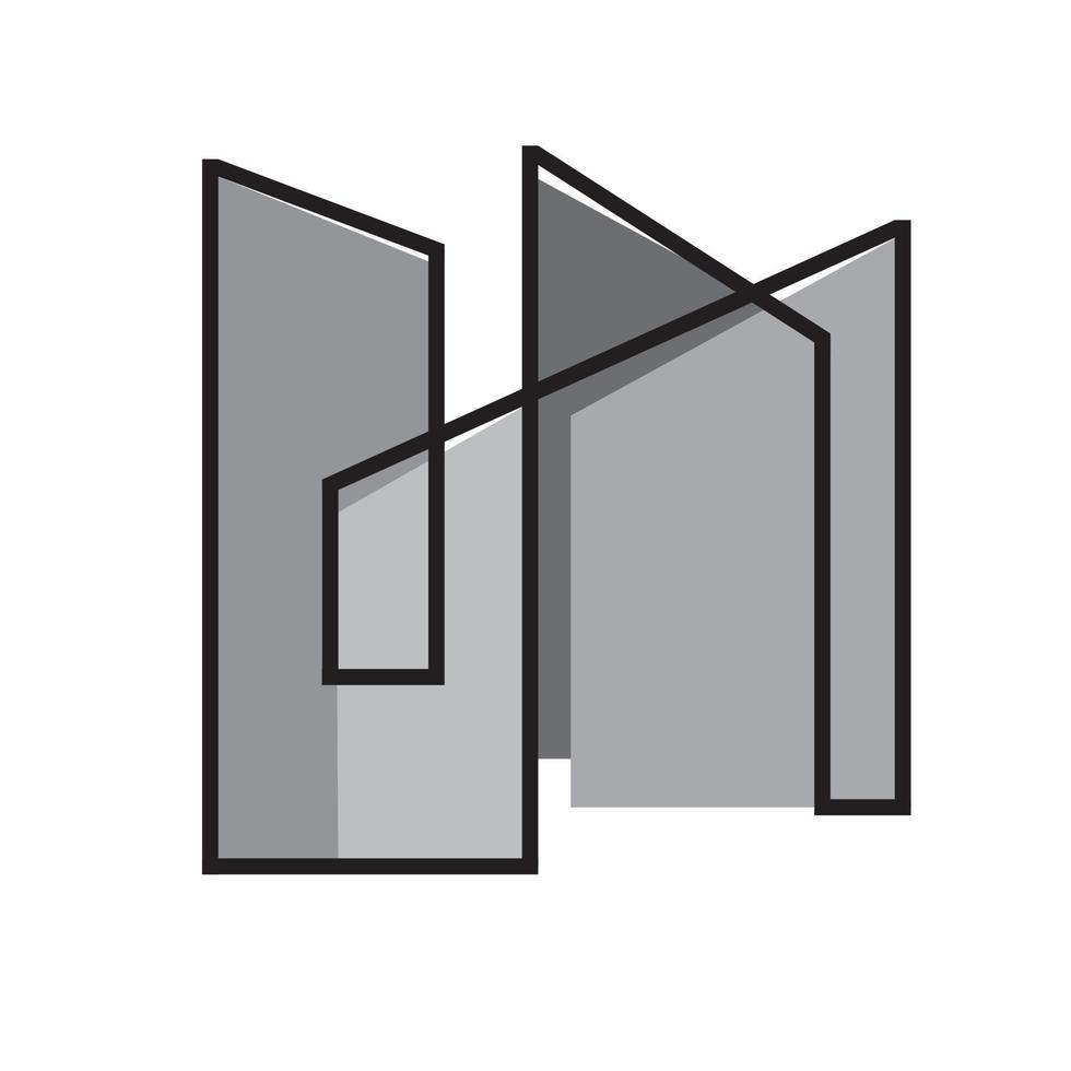 mince signe de construction maison moderne immobilier appartement ligne plate logo icône vectorielle vecteur
