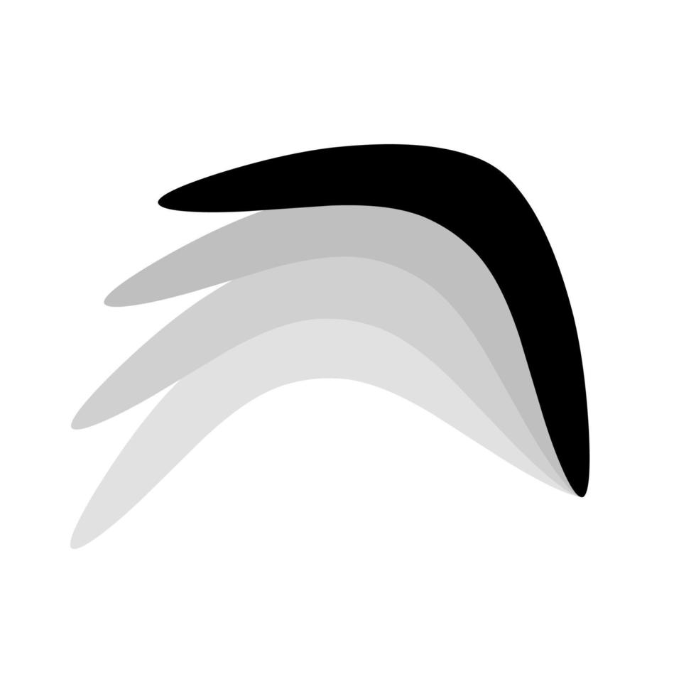 icône du logo boomerang avec une ombre. un outil de lancer couramment utilisé comme arme ou sport. isolé sur fond blanc. idéal pour le logo karma et la remise en argent. vecteur