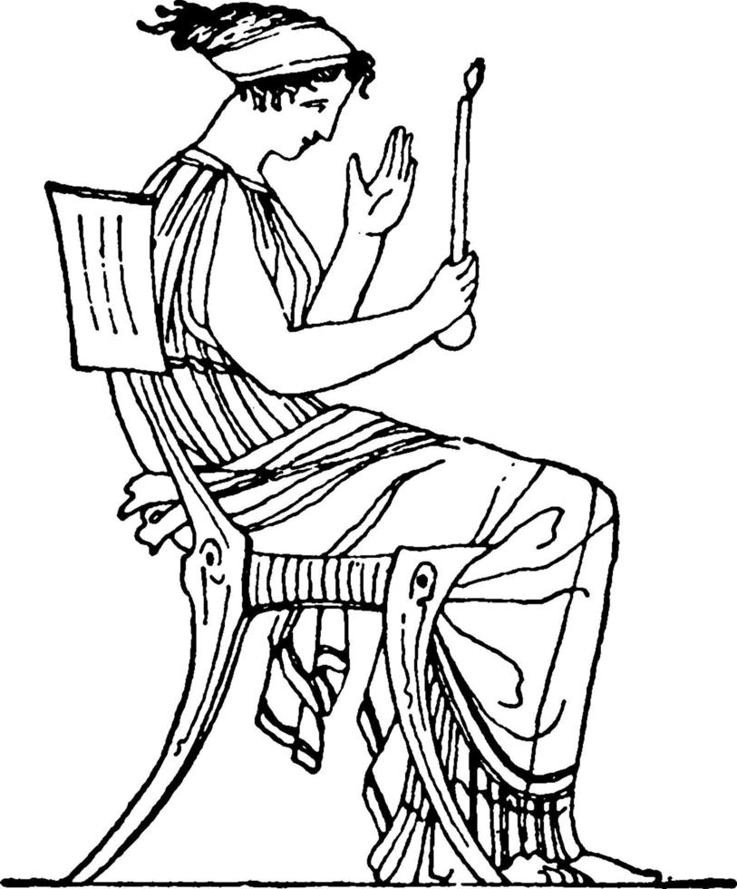 chaise de peinture de vase grec, illustration vintage. vecteur